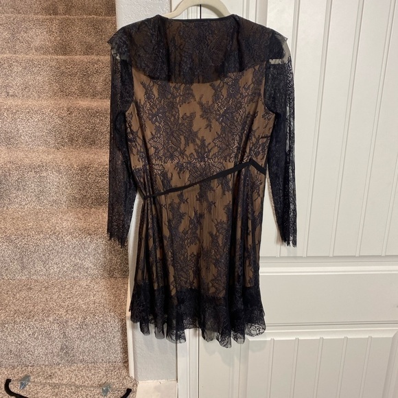 For Love & Lemons Daphne Lace Mini dress in Black/Nude - Picture 6 of 10